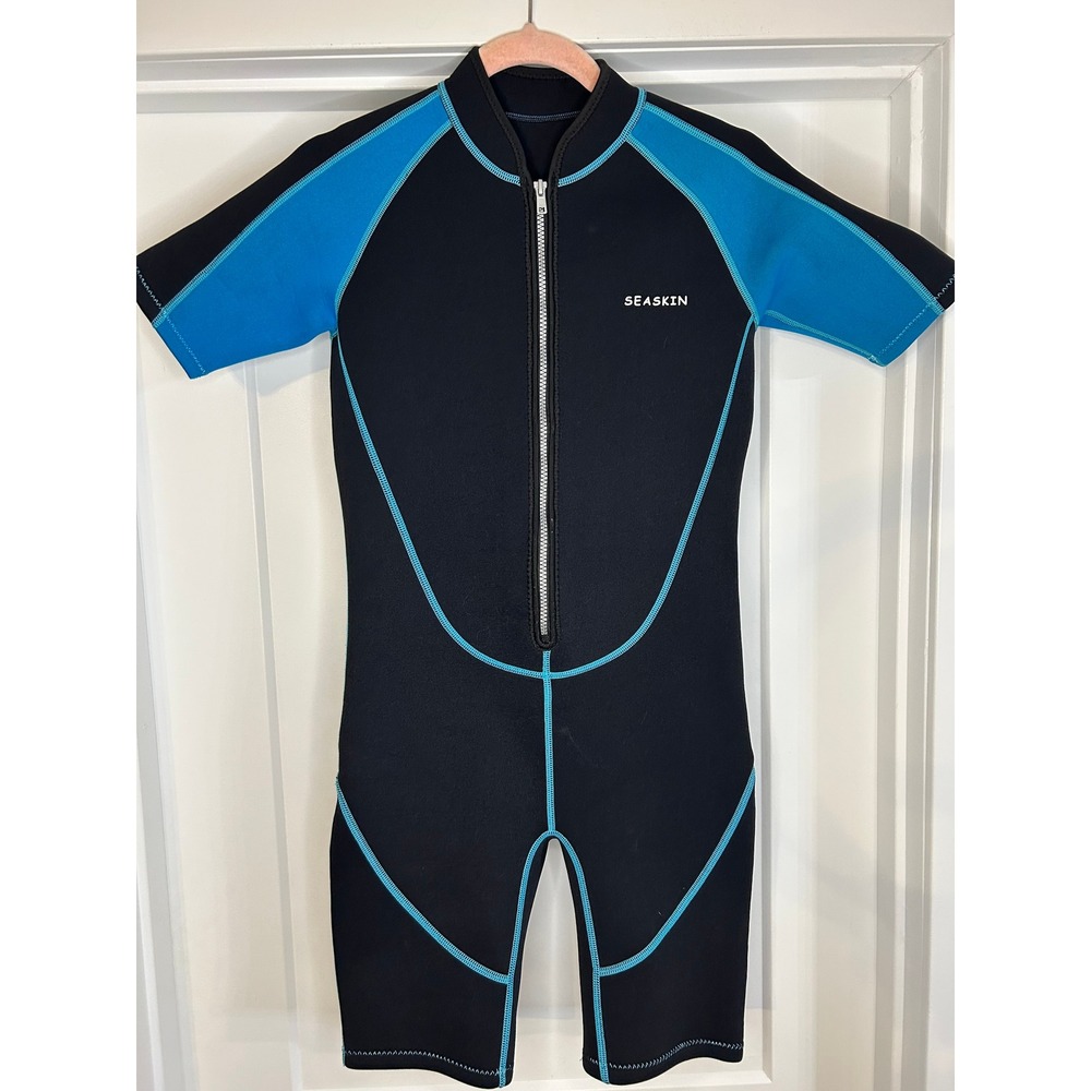 Seaskin Wetsuit Youth 14 Womens XS‎ Short Sleeve Shorty Front Zip Neoprene Scuba